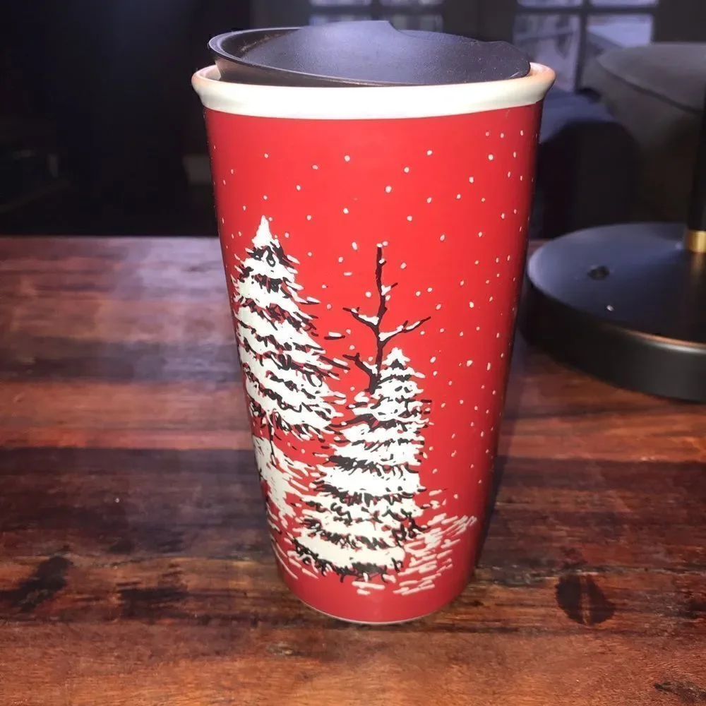 Starbucks Ceramic Christmas snowy tree tumbler